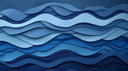 Fototapeta premium Papercut ocean waves creating flowing geometric