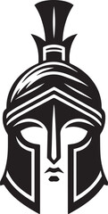 Ancient Greek Warrior Helmet Vector – Black and White Illustration
