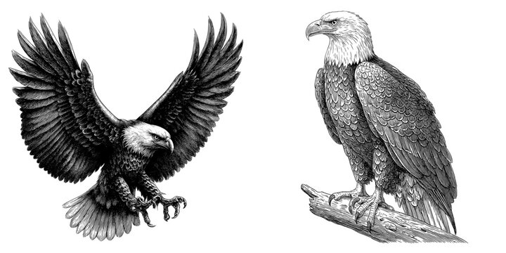 Modern conversion of a hand drawn eagle sketch illustration