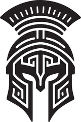 Ancient Greek Warrior Helmet Vector – Black and White Illustration