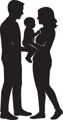Romantic vector silhouettes of diverse people, couples, and individuals, illustrating love, dance, business, and family