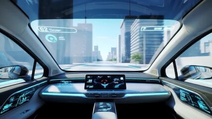 Futuristic car interior with advanced digital displays - Powered by Adobe