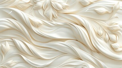 Obraz premium Creamy, abstract floral relief with swirling, textured patterns and flowing, organic shapes