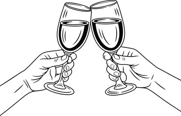 Hands clinking champagne glasses in a toast celebration