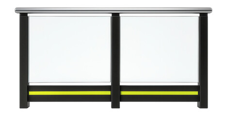 Reflective glass barrier separating platform edge from tracks