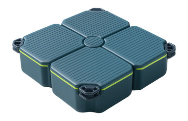 Plastic floating platform with modular sections and corner connectors
