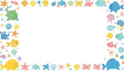 Colorful aquatic animals frame