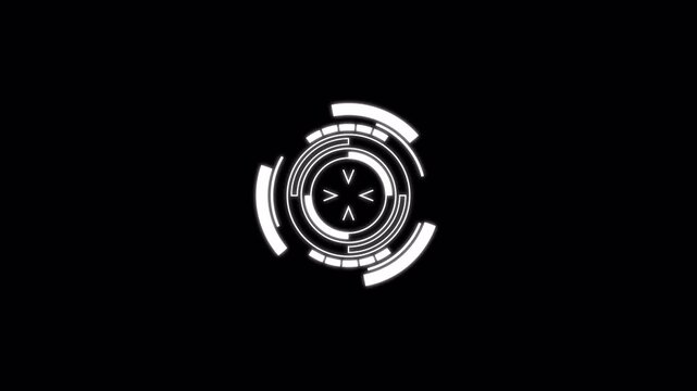 4k HUD reticle animation. 2D sci fi targeting circle overlay