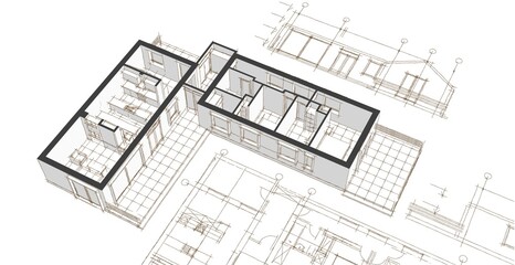 house project planning 3d illustration