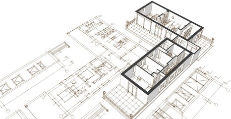 house project planning 3d illustration