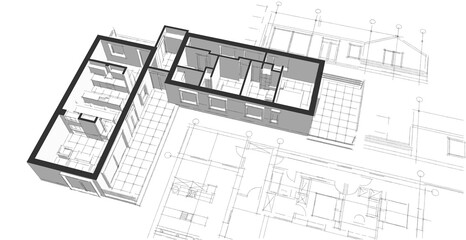 house project planning 3d illustration