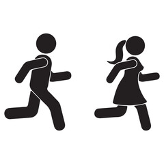 Girl And Boy Sillouette Vector Isloated On White Background