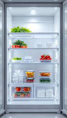 Modern freezer compartment with sleek design and organized storage.
