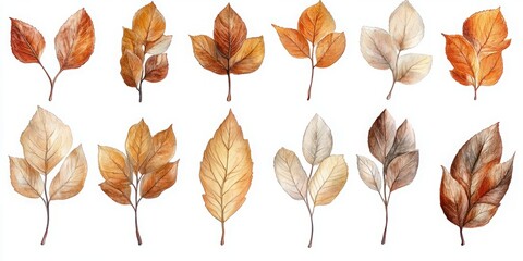 Fototapeta premium A Collection of Autumn Leaves in Various Shades of Orange, Brown, and Gold for Artistic and Creative Projects