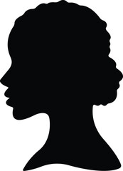African Woman Icon Black Flat and Line Style Female Portrait Symbol Collection – Group of Ethnic Lady, Tribal Beauty, Afro Hair, Headwrap, Silhouette Vector Illustrations