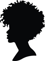 African Woman Icon Black Flat and Line Style Female Portrait Symbol Collection – Group of Ethnic Lady, Tribal Beauty, Afro Hair, Headwrap, Silhouette Vector Illustrations