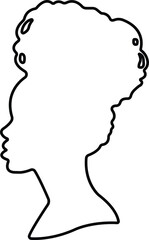 African Woman Icon Black Flat and Line Style Female Portrait Symbol Collection – Group of Ethnic Lady, Tribal Beauty, Afro Hair, Headwrap, Silhouette Vector Illustrations