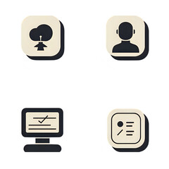 Cloud Computing, User Profile, Data Analysis & Task Management Icons:  A Modern UI Design Set