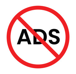 No Ads Sign Vector &ndash; Red Circle Icon, Ad Blocker Symbol, Prohibited Ads Illustration