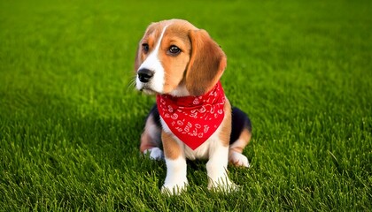 Beagle Puppy with Red Bandana