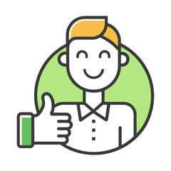man with thumb up