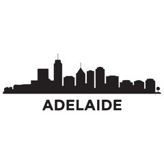 Naklejka premium Adelaide skyline silhouette. Black Adelaide city design. Vector black silhouette. with white background