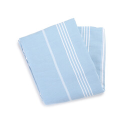 One folded beach towel isolated on white, top view