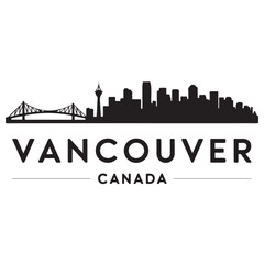Fototapeta premium Vancouver city skyline horizontal banner. Vancouver city, Canada. Vector template for your design. Vector black silhouette. with white background