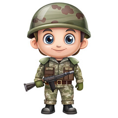 Cartoon Soldier Illustration A Young Soldier in Camouflage