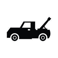 Tow Truck Silhouette Vector Flat Towing Vehicle Icon Design