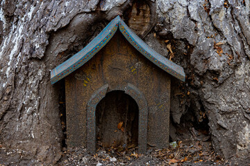 Decorative dog house in wood