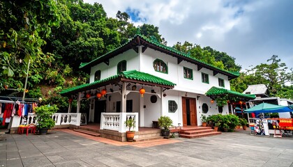 Obraz premium Asian temple nestled in lush greenery