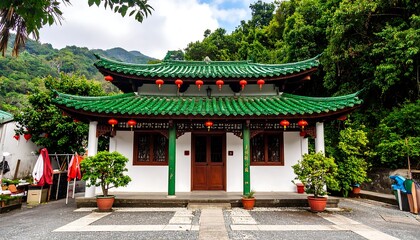 Obraz premium Asian temple in a lush garden