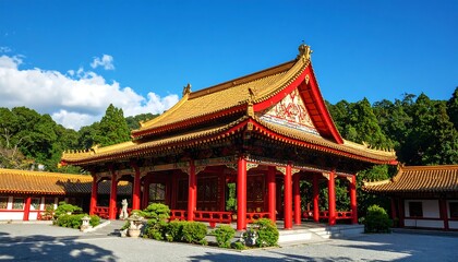 Obraz premium Asian temple under a clear sky