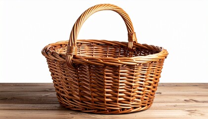 A handcrafted oval wicker basket with an arched handle and woven texture, made from natural fibers—showcasing rustic elegance, utility, and traditional artisanal design.