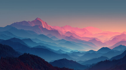 Colorful Mountain Range At Sunset