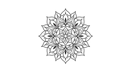 Set of Intricate Black and White Mandala Line Art Designs.