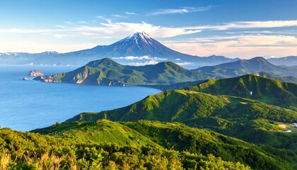 Fototapeta premium Mountainous landscape with a volcano