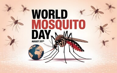 World mosquito day awareness graphic with a large mosquito and earth