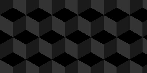 Black and gray checkered fabric texture. Black design triangle cube and mosaic vintage wallpaper. Vector square seamless design.	
