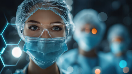 Focused Healthcare Professional In Protective Gear