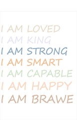 Inspirational affirmations are shown in a soothing pastel color palette. Positive statements emphasize self-love, strength, and capability, encouraging empowerment and happiness.