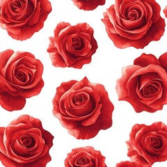 Vibrant Red Roses on White Background Perfect for Celebrations, Invitations, and Floral Designs.