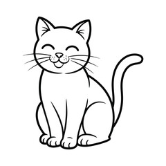 Obraz premium Cute Smiling Cat Line Art - Pet, Feline & Animal Illustration