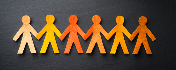 Paper Chain Teamwork and Unity Concept Showing Togetherness