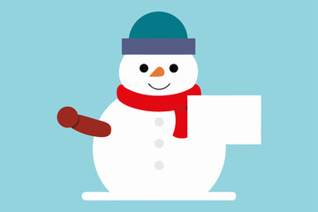Snowman Holding Holiday Card in Snow Scene