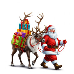 santa claus with reindeer