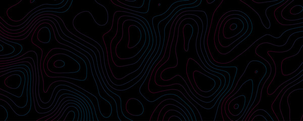 Topographic Contour Lines Neon Blue Pink Black Background