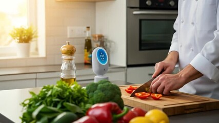 Chefs prep guided by digital assistant