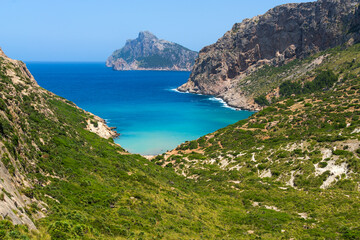 Beautiful turquoise water at Cala Boquer, Mallorca